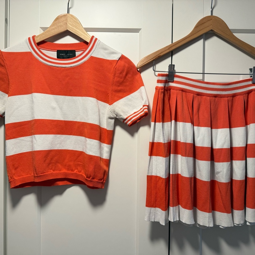 Romeo & Juliet Couture Orange and White Striped Top